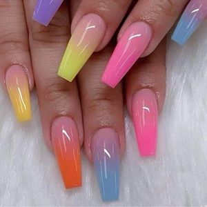 24 piece Colorful Coffin Fake Nails